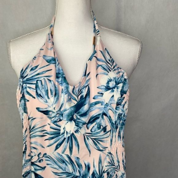 Bar111 ladies one Piece swimsuit pink and blue tropical print size medium M - Picture 2 of 8